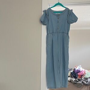 Light Blue Jumpsuit with Ruffle Sleeves